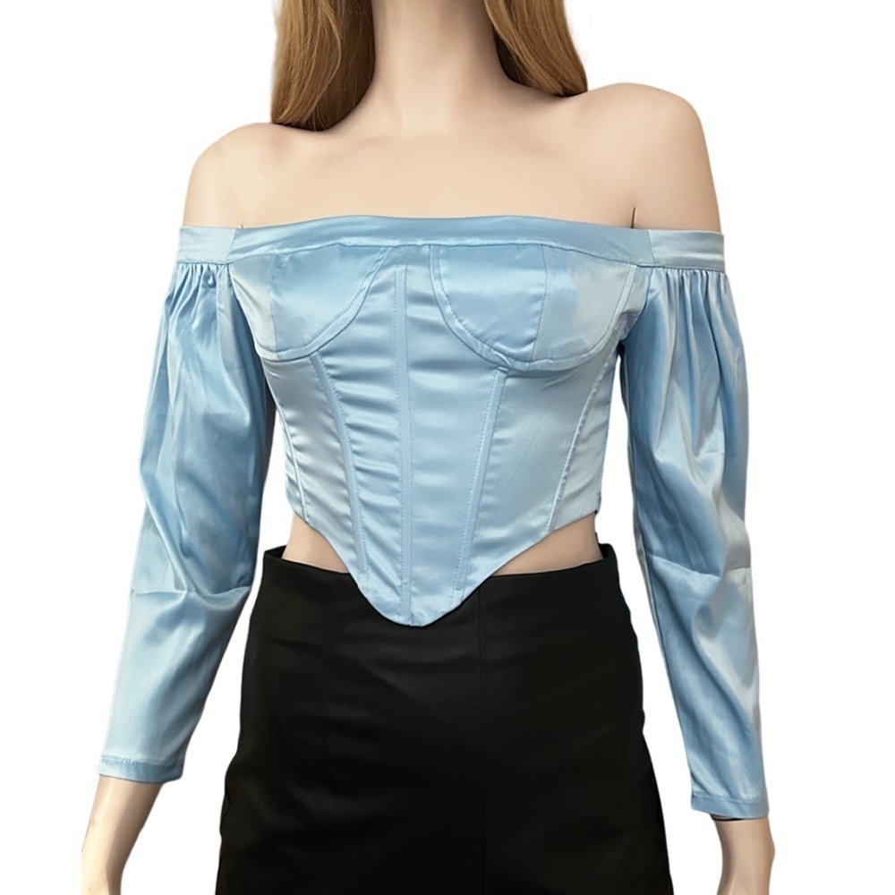 Fashion Nova Always Sweet Corset Bustier Top Sexy Blouse Off Shoulder Boned